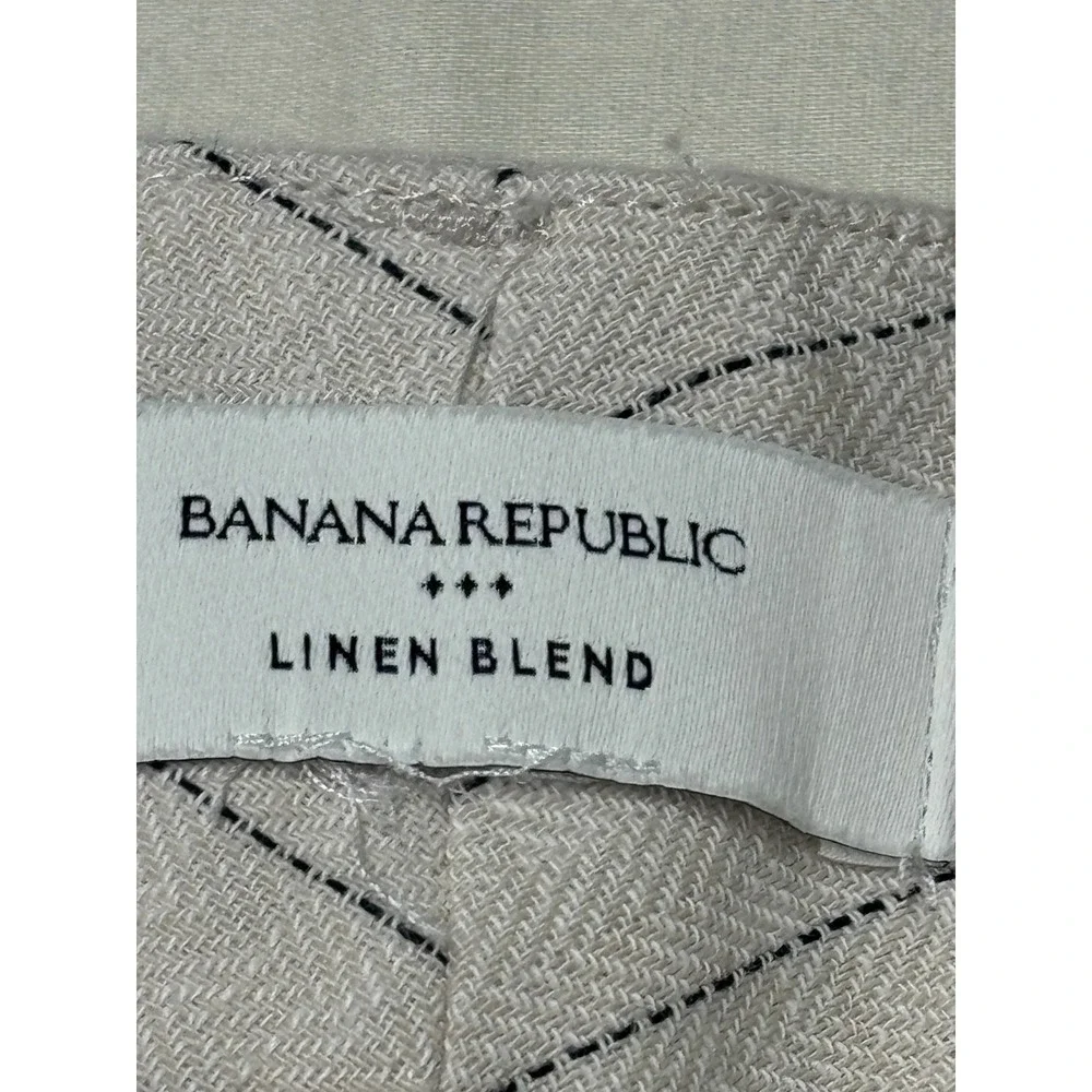 Banana Republic‎ Linen Herringbone Pinstripe Pleated Trousers Womens 2 W27 L24